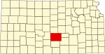 Map of Kansas highlighting Reno County